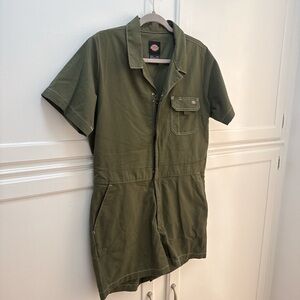 Dickies Olive Green Short Sleeve Jumpsuit